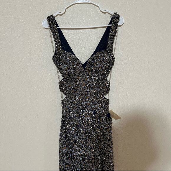 Jasz Couture 6215 navy blue ombre fully beaded cutout prom dress NEW 2 - Picture 3 of 8